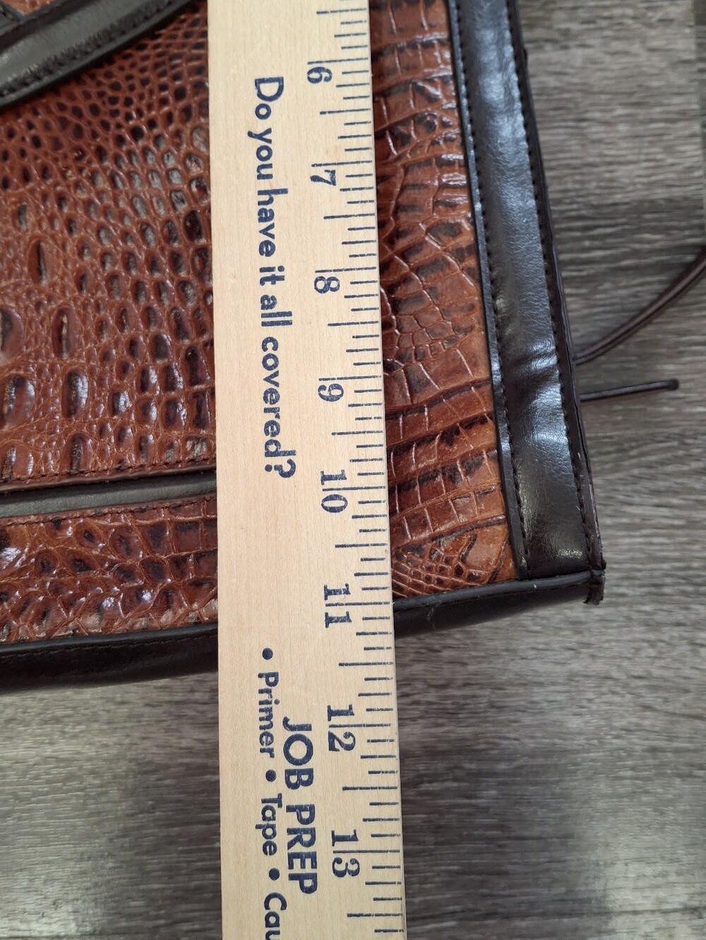 VTG MC Croc-Embossed Brown Leather Breifcase with Dark Trim And Silver Heart - Picture 13 of 16
